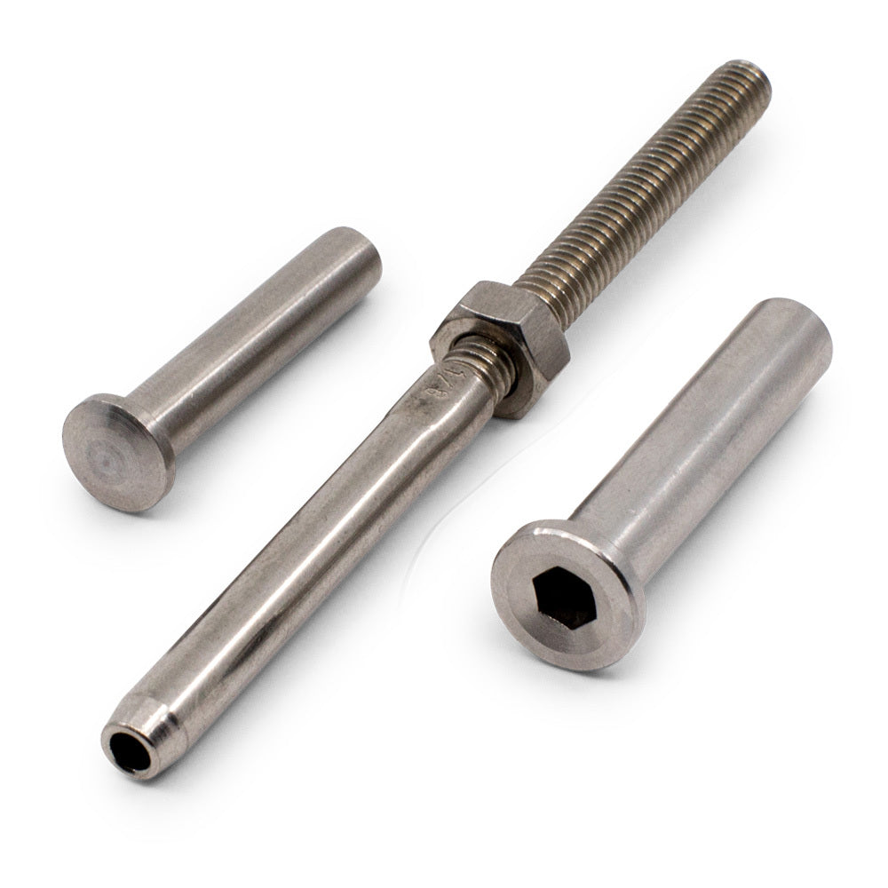 Bright Finish Tensioner Terminal Kit for 3.2mm Wire Rope - Suits Timber or Metal Posts