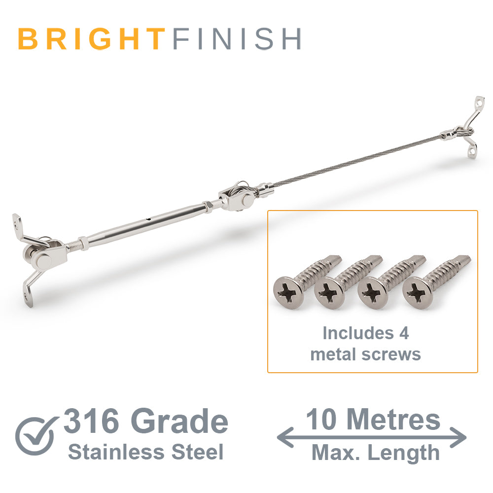 Bright Finish DIY Swaged Wire Balustrade (Supplied as components only) - DIY Rigging Screw System - Suits Metal Posts