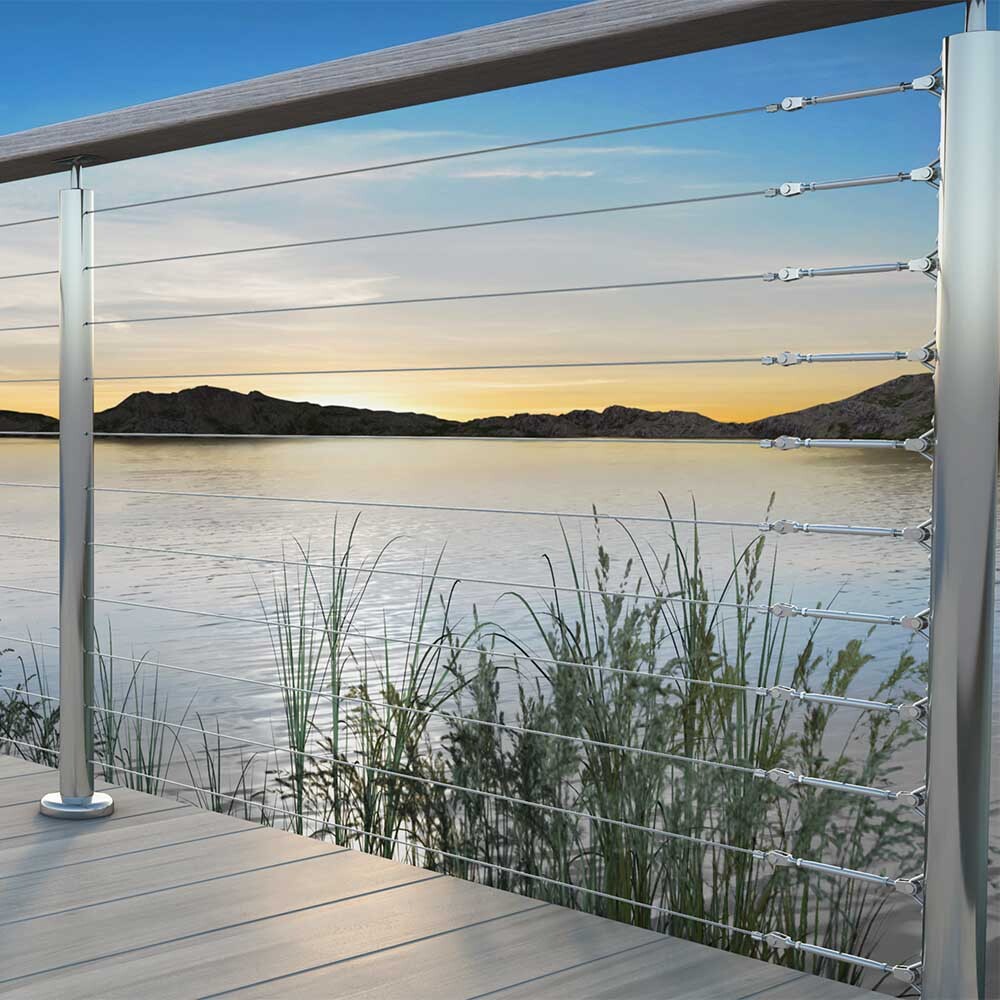 Bright Finish DIY Swaged Wire Balustrade (Supplied as components only) - DIY Rigging Screw System - Suits Metal Posts