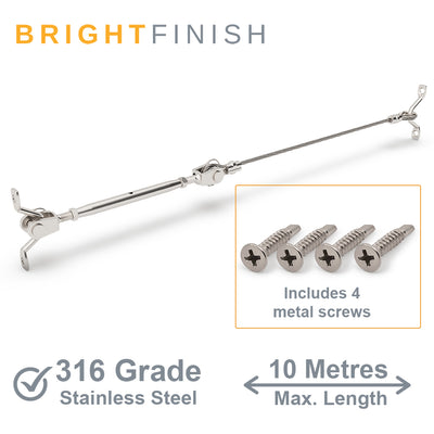 Bright Finish DIY Swaged Wire Balustrade (Supplied as components only) - DIY Rigging Screw System - Suits Metal Posts