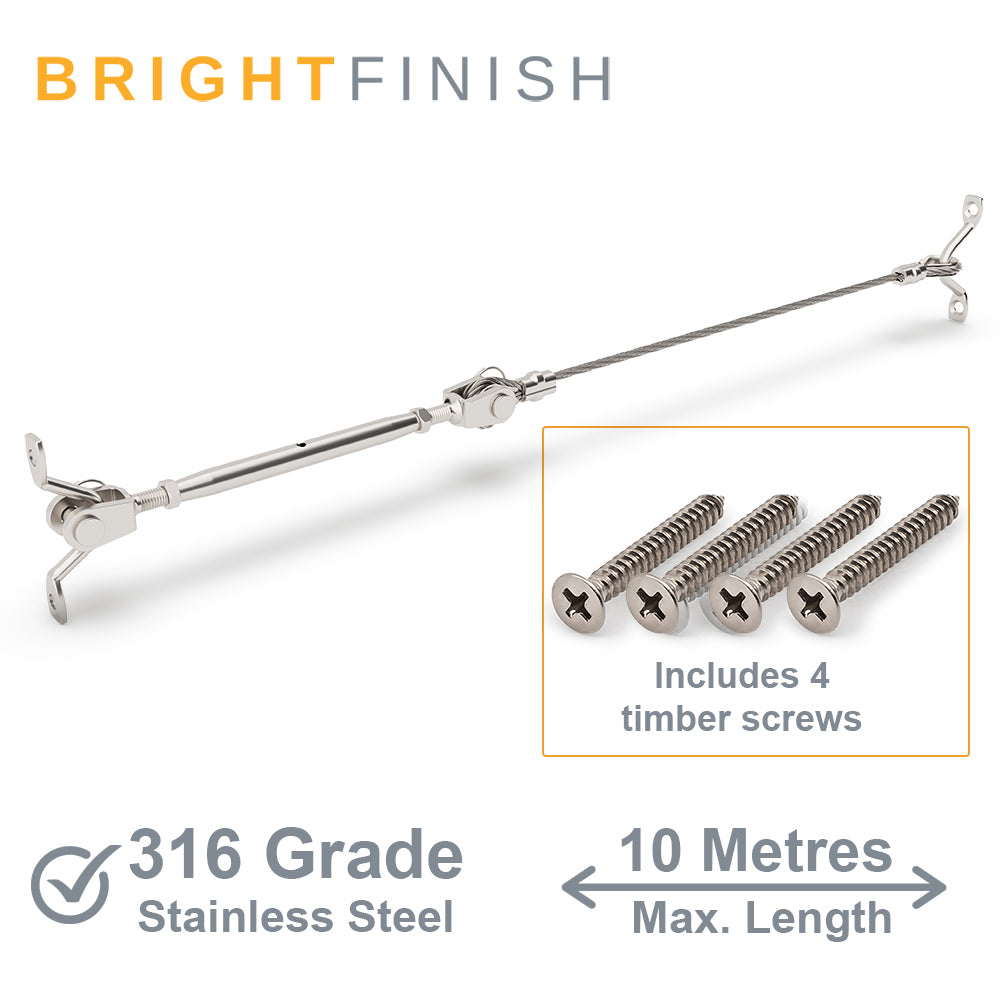 Bright Finish DIY Swaged Wire Balustrade (Supplied as components only) - DIY Rigging Screw System - Suits Timber Posts