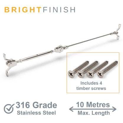 Bright Finish DIY Swaged Wire Balustrade (Supplied as components only) - DIY Rigging Screw System - Suits Timber Posts