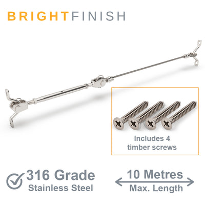 Bright Finish DIY Swaged Wire Balustrade (Supplied as components only) - DIY Rigging Screw System - Suits Timber Posts