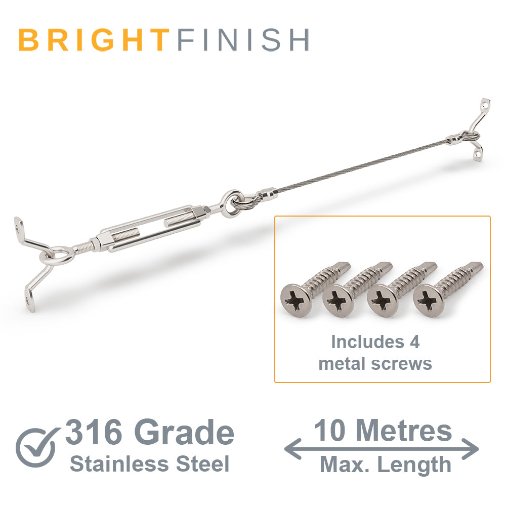 Bright Finish DIY Swaged Wire Balustrade (Supplied as components only) - DIY Turnbuckle System - Suits Metal Posts