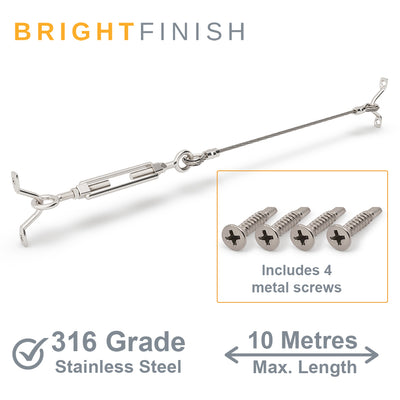 Bright Finish DIY Swaged Wire Balustrade (Supplied as components only) - DIY Turnbuckle System - Suits Metal Posts